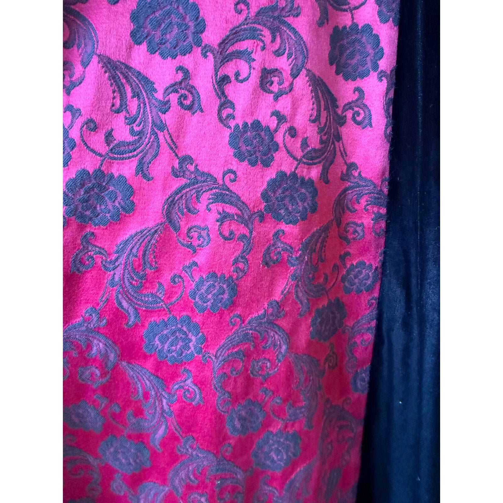 Vintage Cykxtees Gothic Victorian Y2K Velvet Black Crimson Red Brocade Dress M