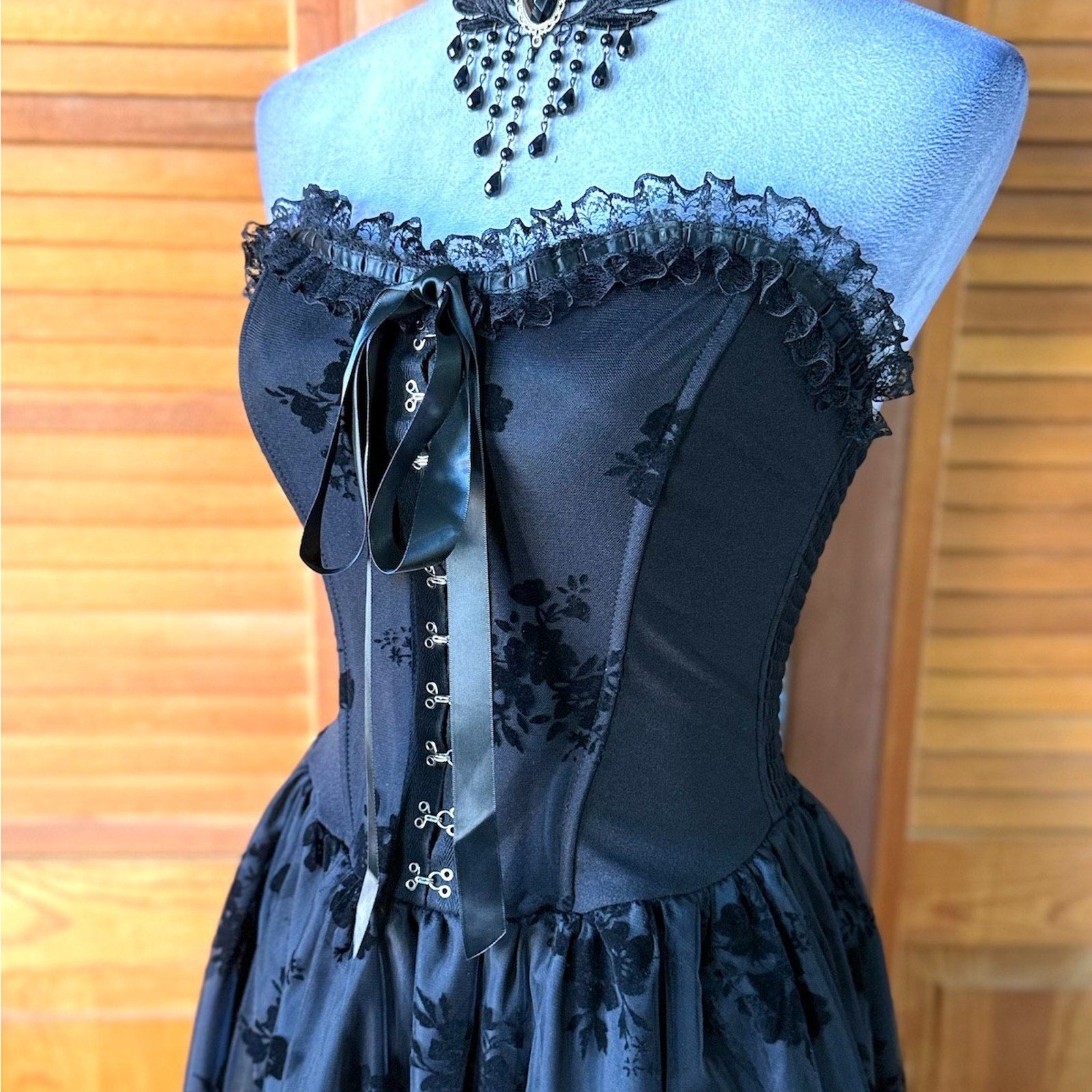 Gothic Victorian Vkei Dark Fairycore The Fairest Fairy Black Lace Over Dress