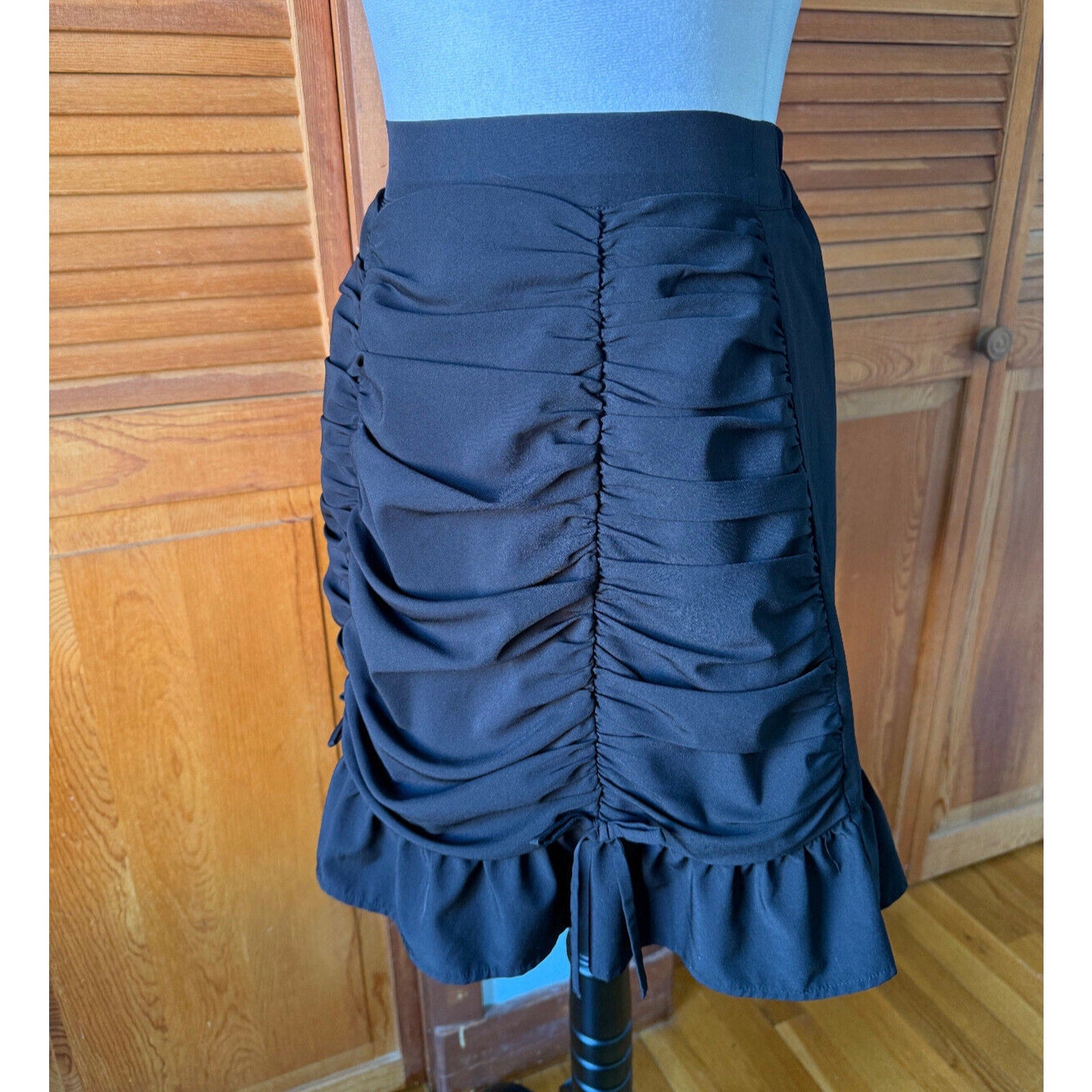 Ank Rouge Gothic Lolita EGL Jfashion Gyaru Jirai Kawaii Black Gathered Skirt M