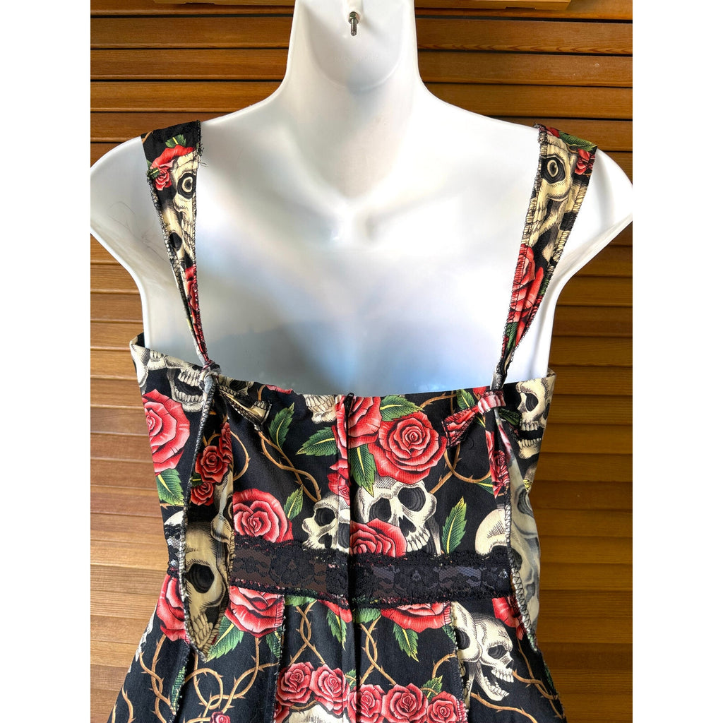Vintage Shrine of Hollywood To Thy Skull My Rose Black Goth Punk Y2K Dress XS-S