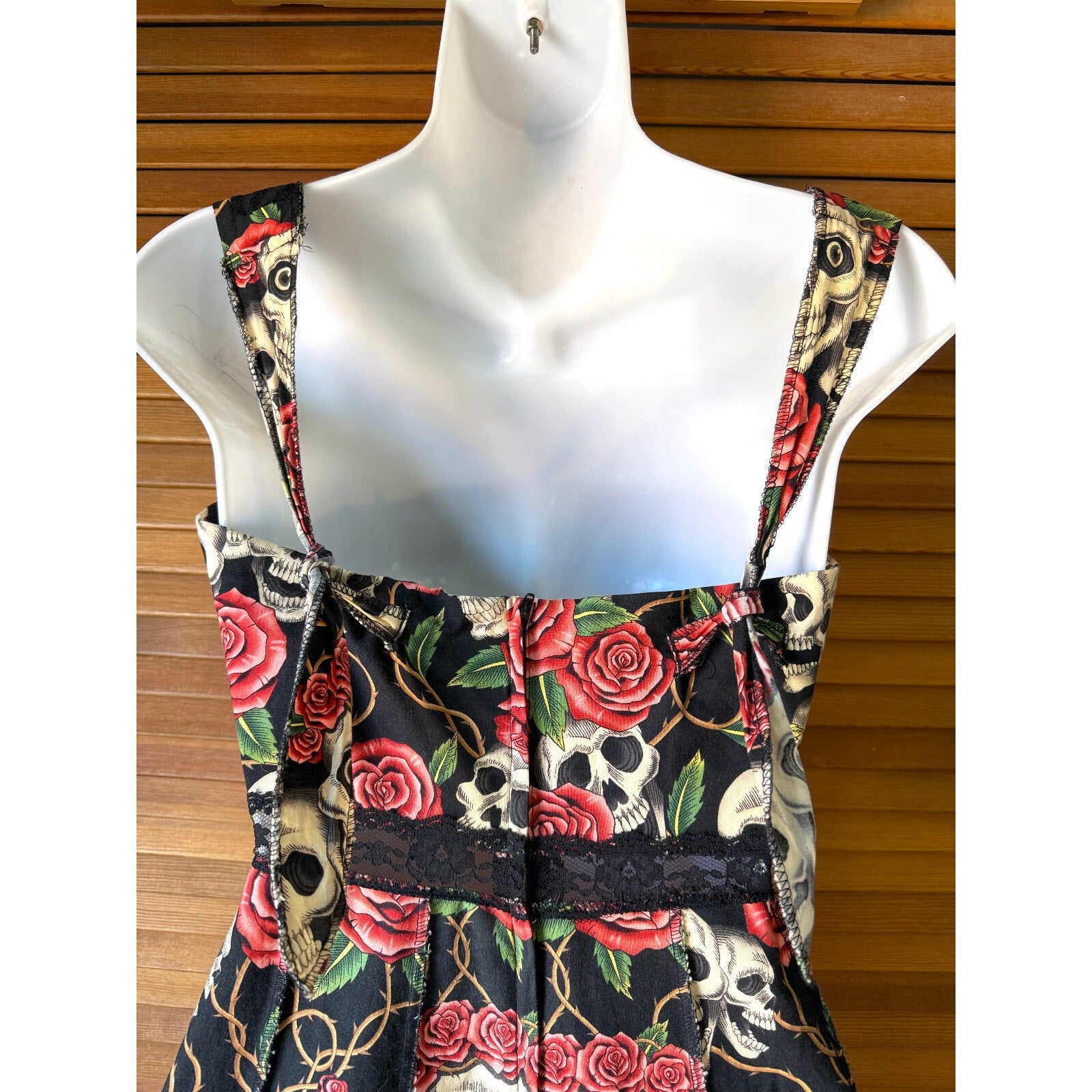 Vintage Shrine of Hollywood To Thy Skull My Rose Black Goth Punk Y2K Dress XS-S