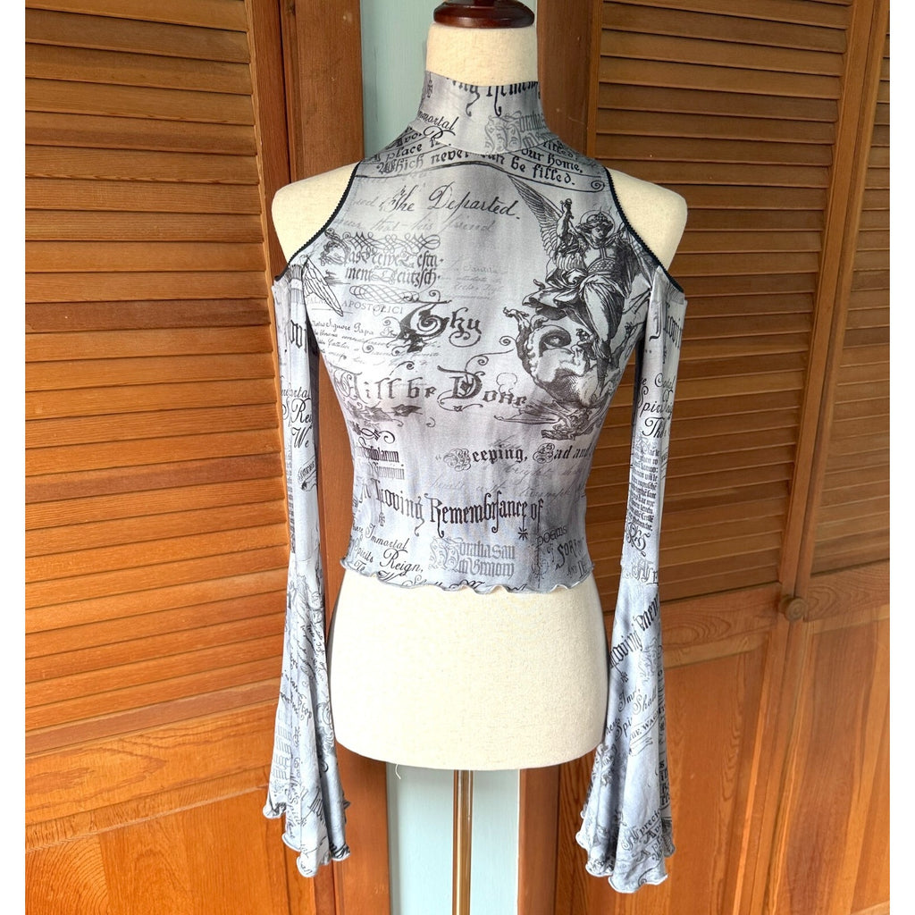 Dolls Kill In Loving Remembrance Gothic Victorian Punk Angel Cropped Top XS-M