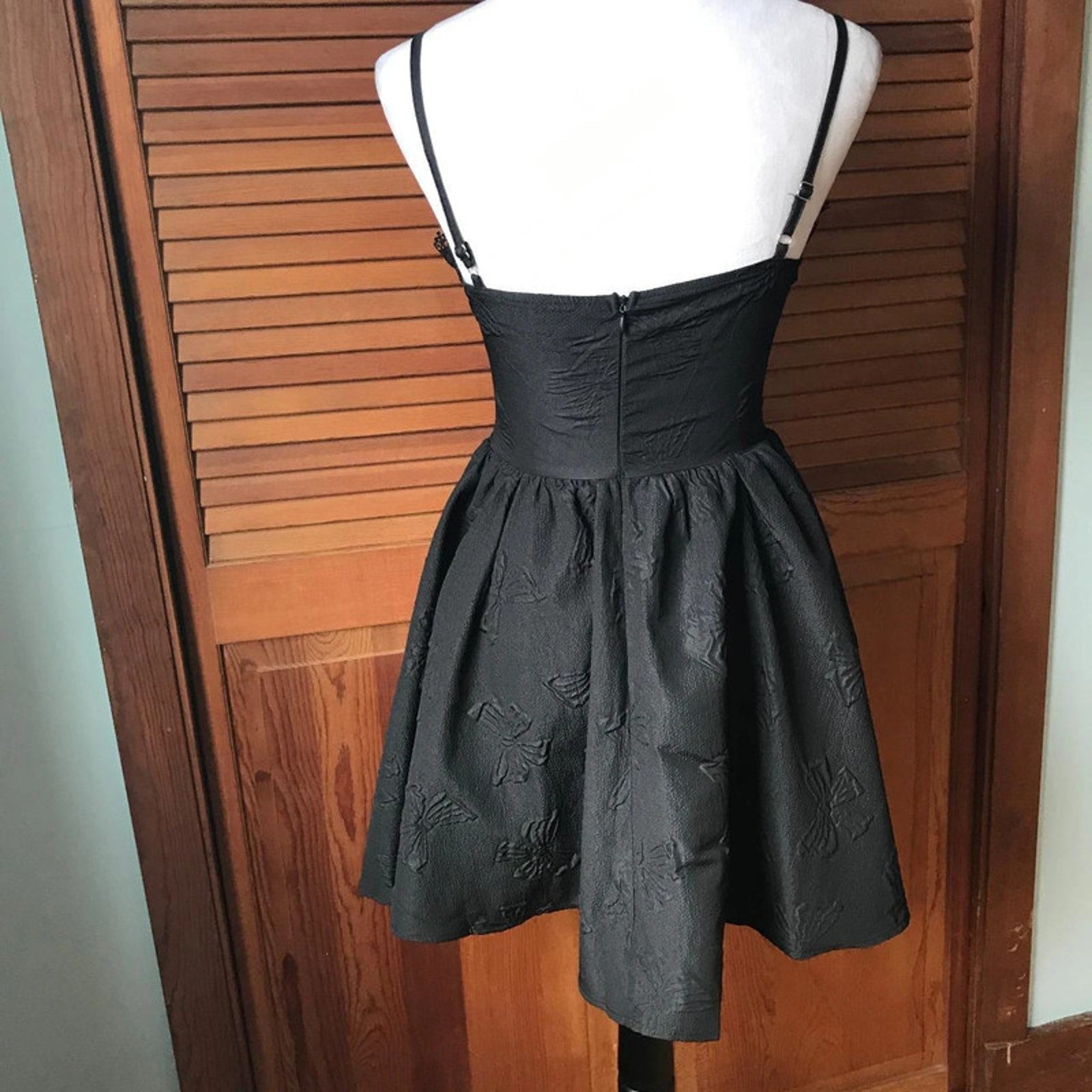 Gothic Lolita Victorian Black Textured Lace-up Panel Mini Dress S