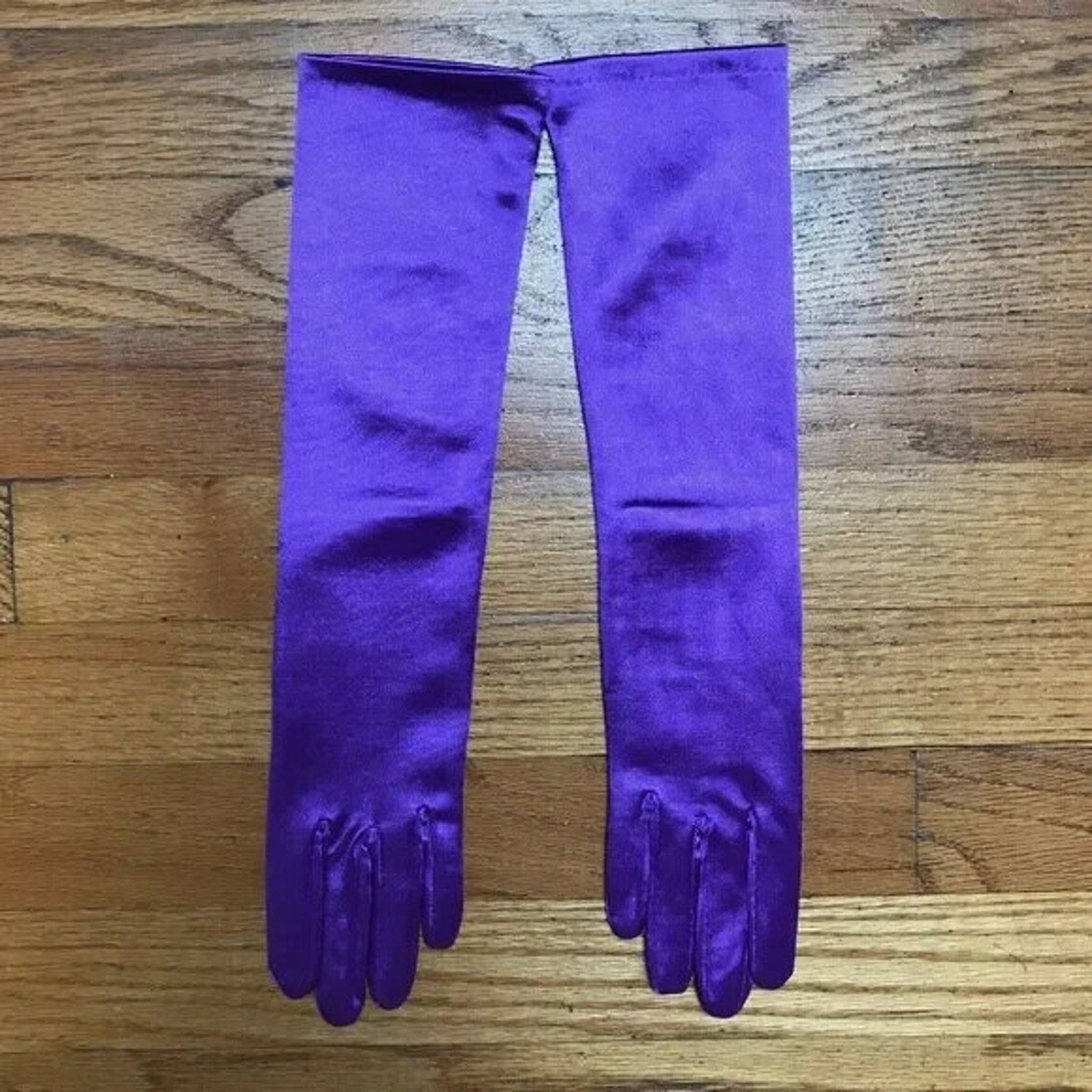 Goth Victorian Steampunk Vampire Purple Satin Elbow Length Gloves
