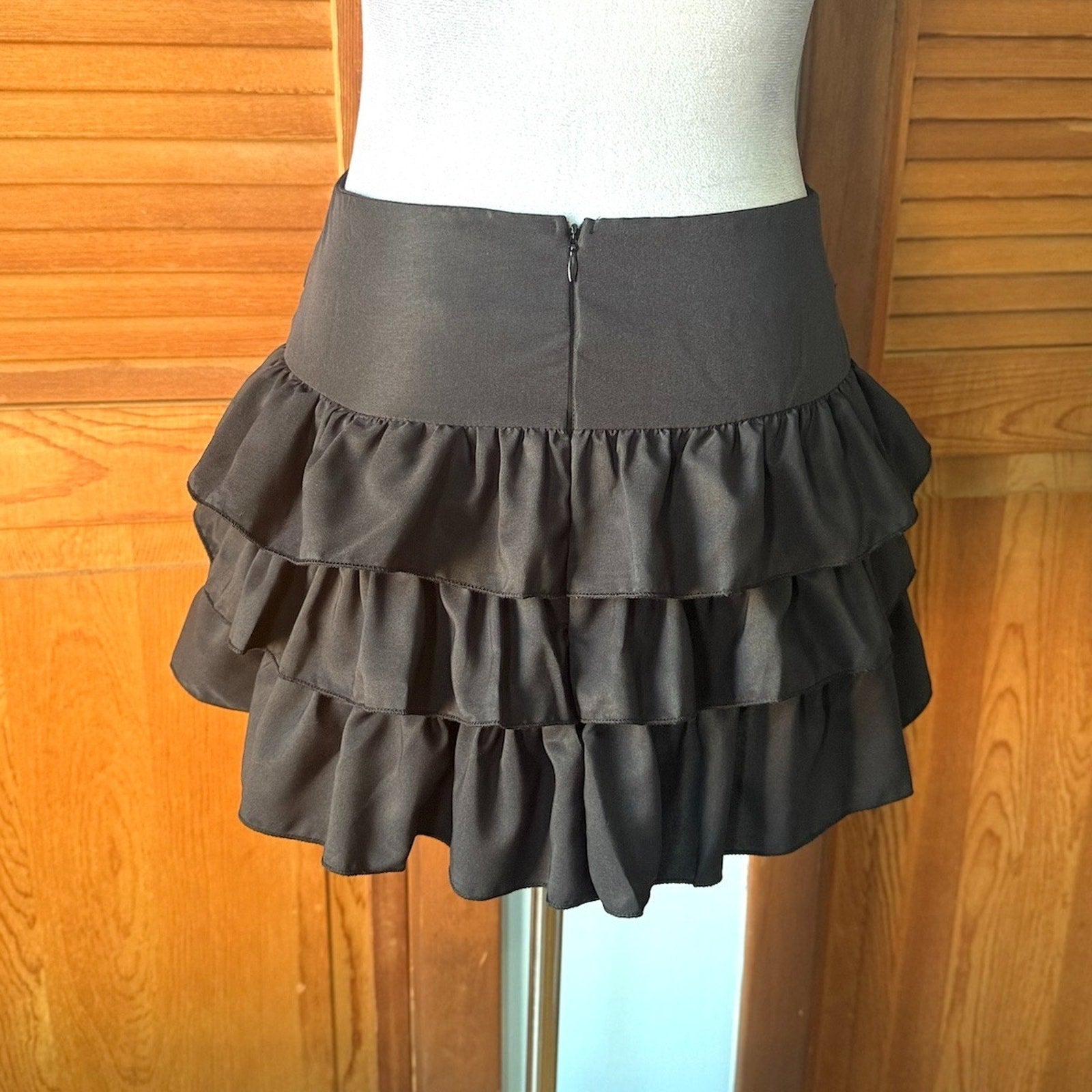 Punk Goth Emo Lolita Chain Cross & Buckle Black Ruffle Mini Skirt