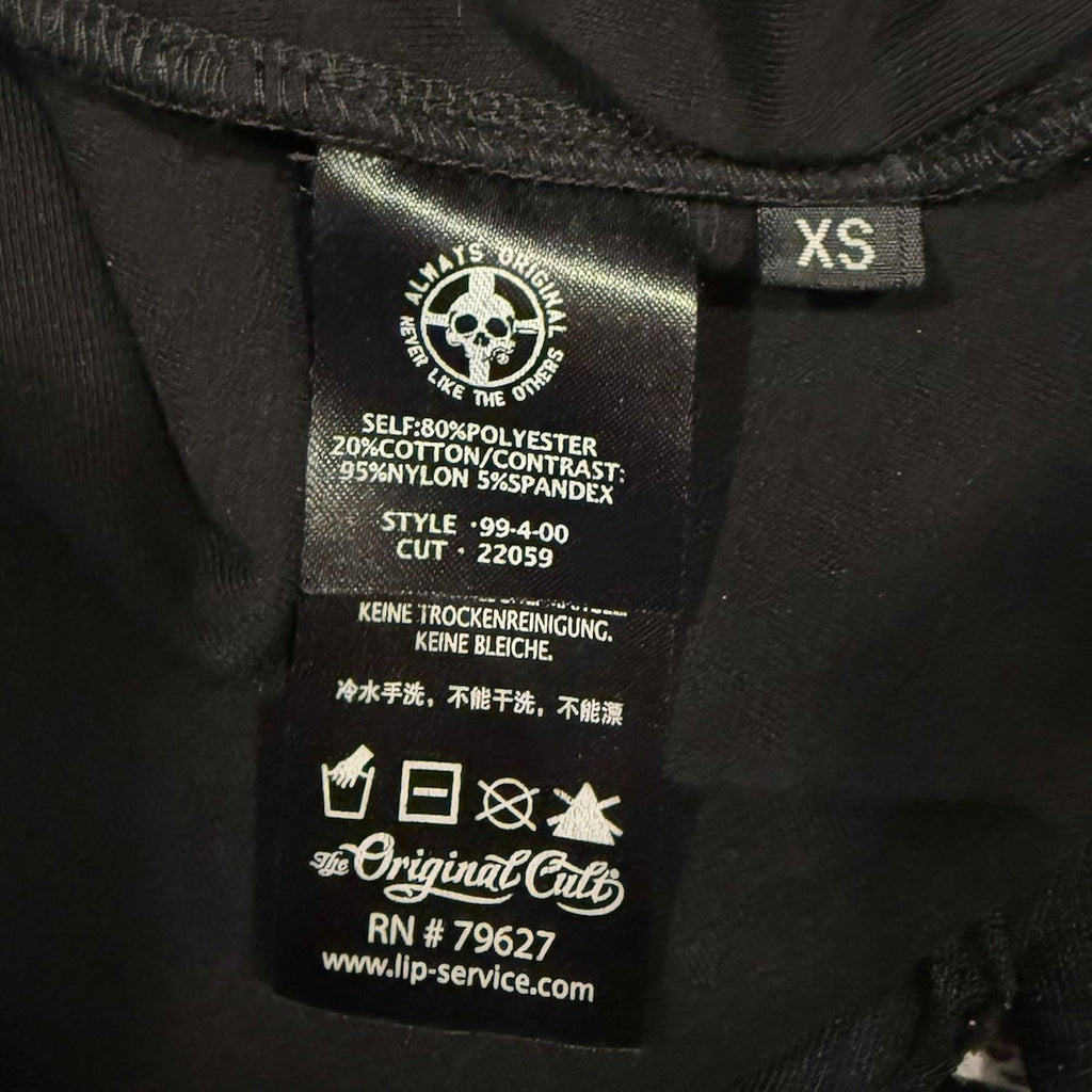 Vintage Lip Service Goth Punk Steampunk Cyber Sniper Black Hooded Top XS