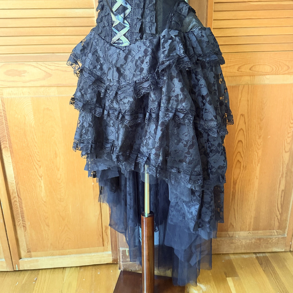 Burleska Gothic Victorian Renaissance Black King Brocade Lace Corset Dress