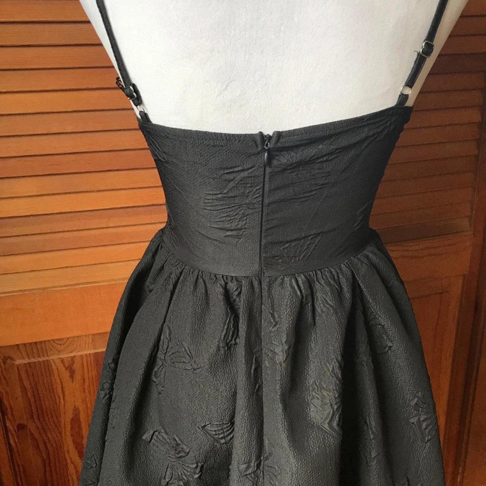 Gothic Lolita Victorian Black Textured Lace-up Panel Mini Dress S