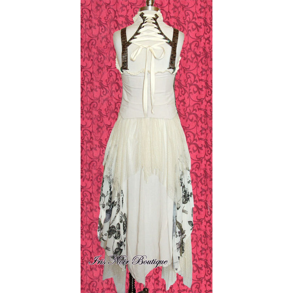 Lip Service Mecanique Menagerie Goth Steampunk Victorian Chiffon Gown Ivory XS
