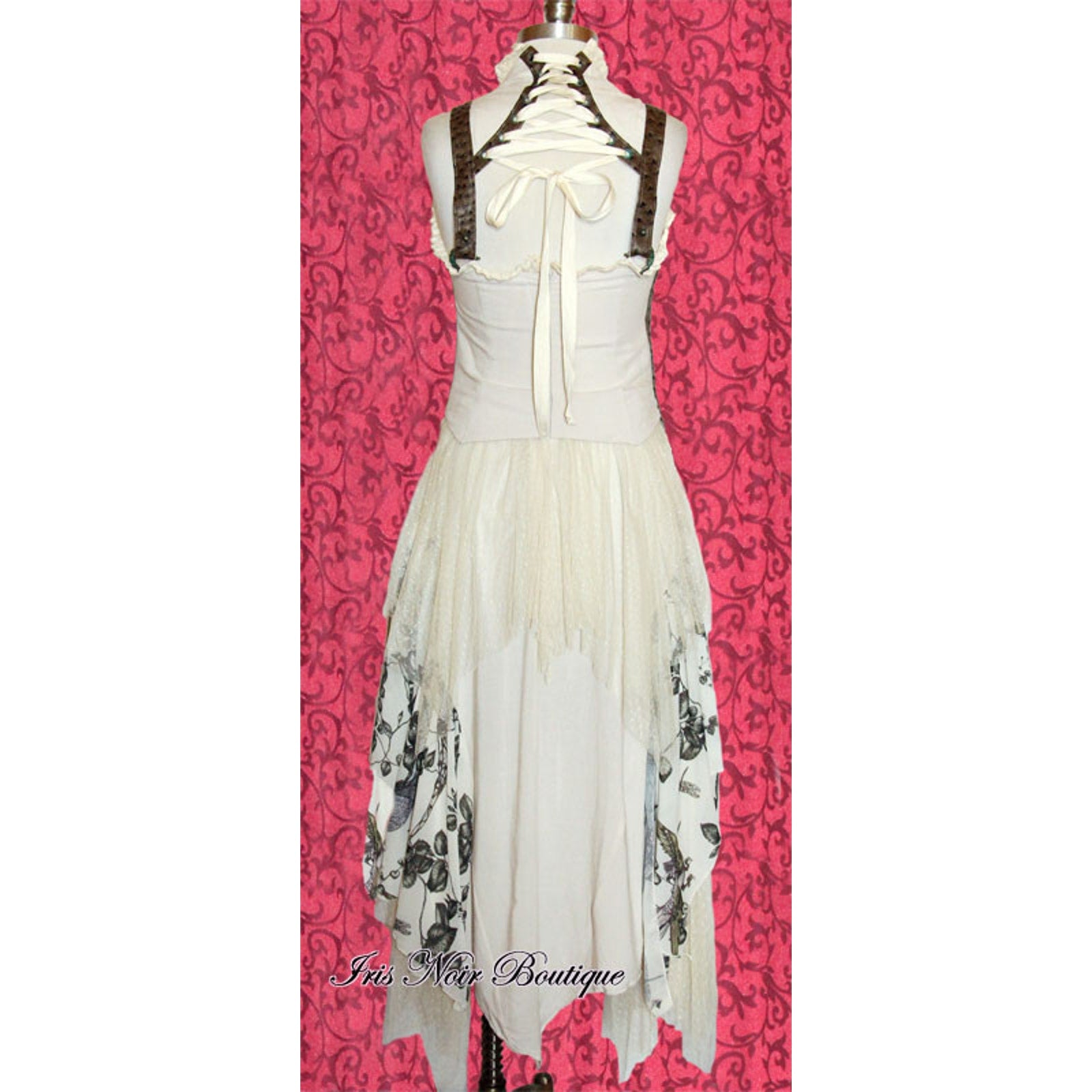 Lip Service Mecanique Menagerie Goth Steampunk Victorian Chiffon Gown Ivory XS
