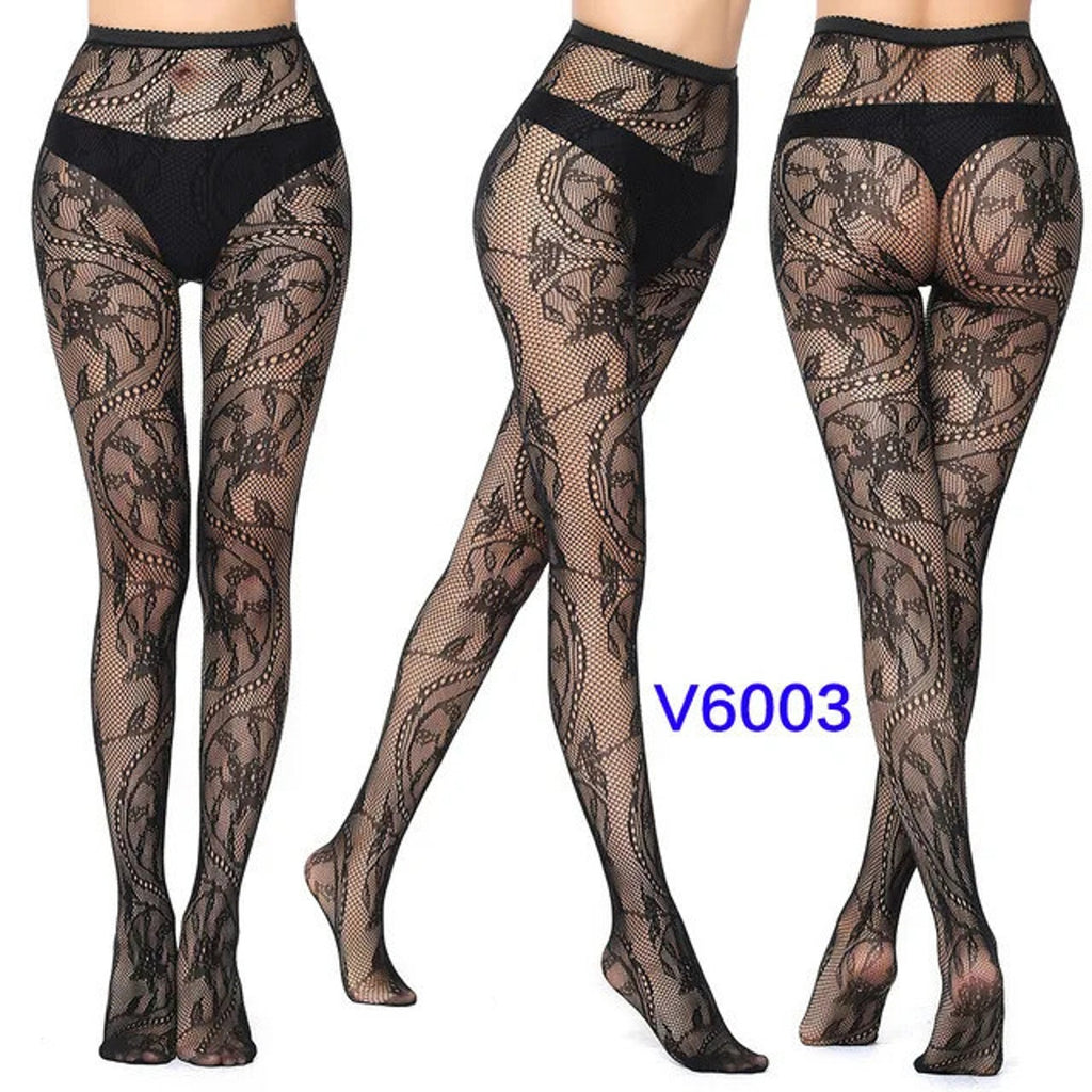 Gothic Lolita Victorian Floral Swirls Fairy Stocking Pantyhose OS