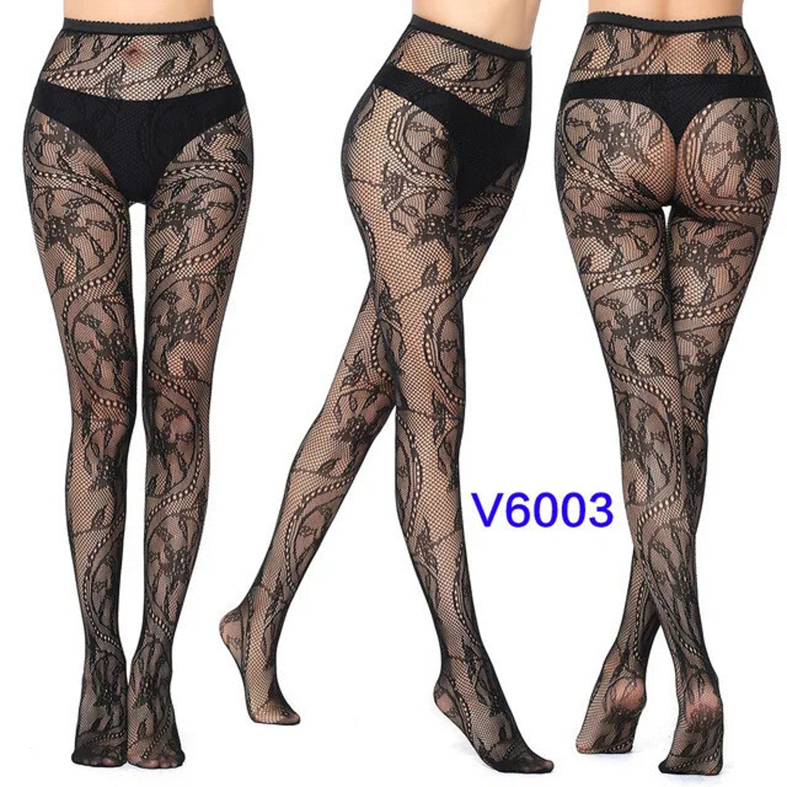 Gothic Lolita Victorian Floral Swirls Fairy Stocking Pantyhose OS