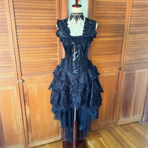 Burleska Gothic Victorian Renaissance Black King Brocade Lace Corset Dress