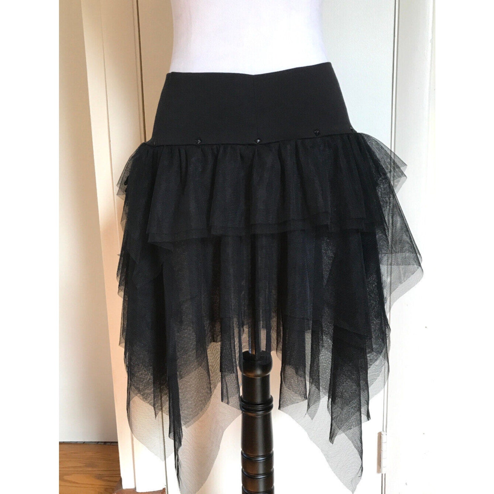 Vintage Lip Service Black n Blue Ballerina Plie Party Gothic Lolita Punk Black Skirt L