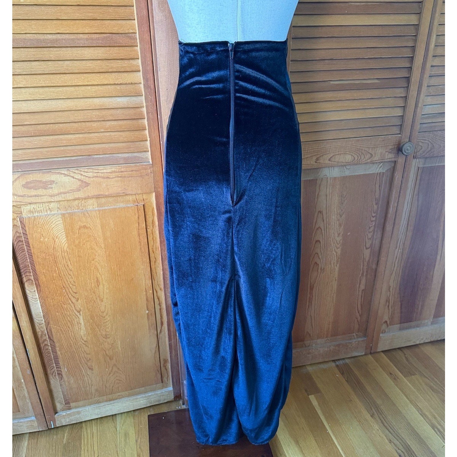 Vintage Phaze Goth Black Velvet & Vinyl High Waist Buckle Corset Skirt S