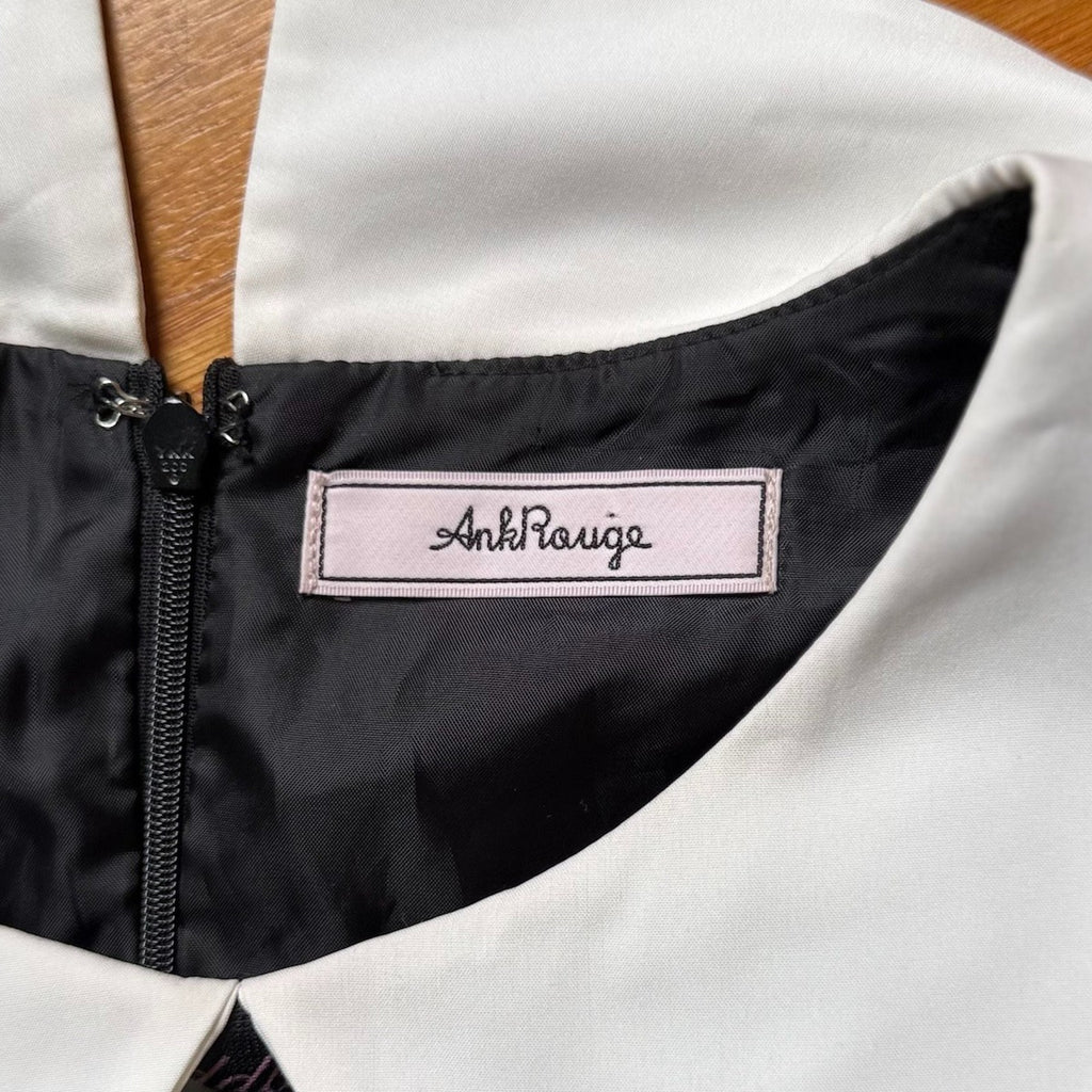 J-Fashion Ank Rouge Kawaii Gyaru Dollcore White Kitten Angel Black Dress S-M