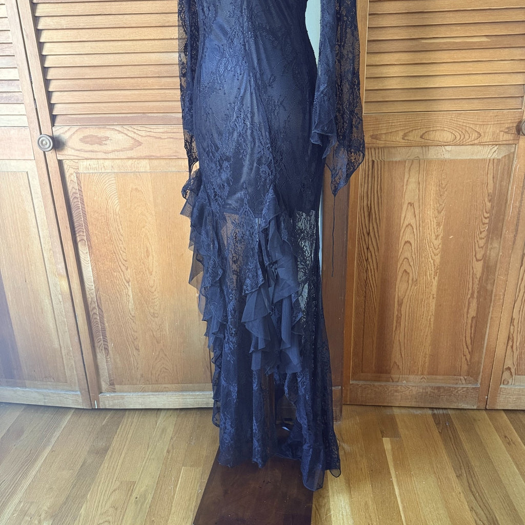 Dark In Love Gothic Victorian Vkei Black Lace Swallowtail Mermaid Dress