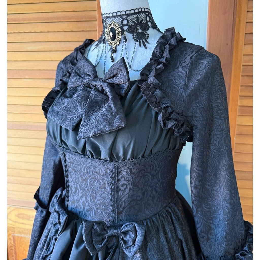 Dark Marie Antoinette II Gothic Lolita Victorian Cosplay Vkei Gown w/ Bows S