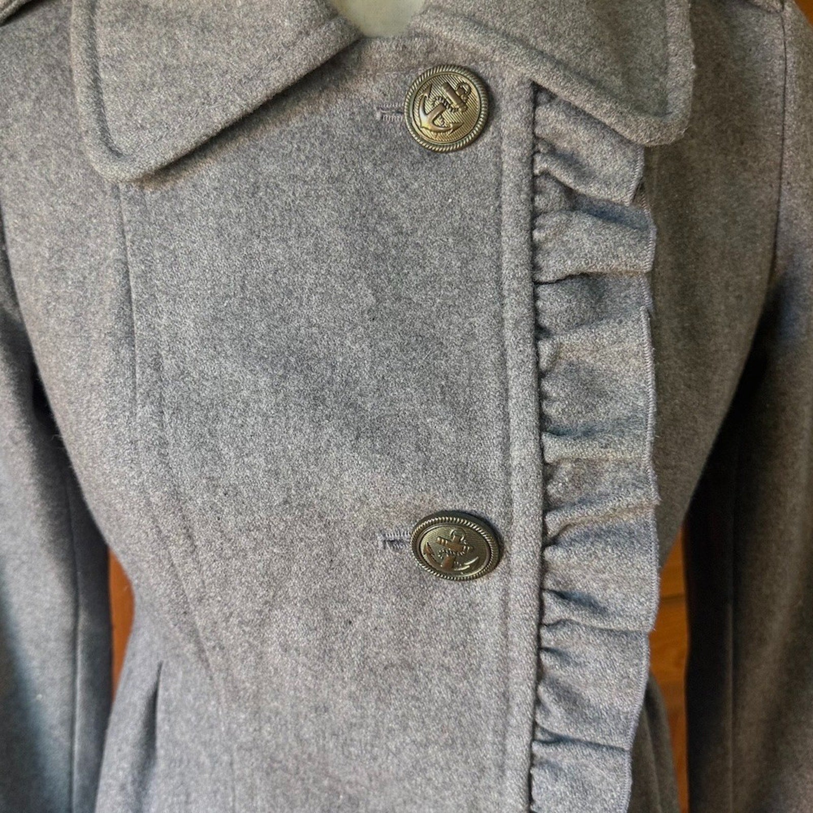 Tulle J-fashion Dollcore Gyaru Himekaji Gray Wool Blend Pea Coat Jacket XS-S