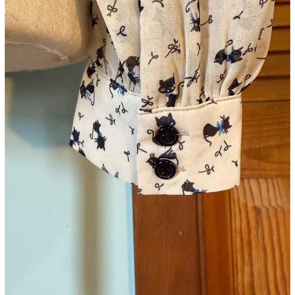 Ank Rouge J-fashion Lolita EGL Kawaii Jirai Hime Off-White Black Kitty Cat Top S