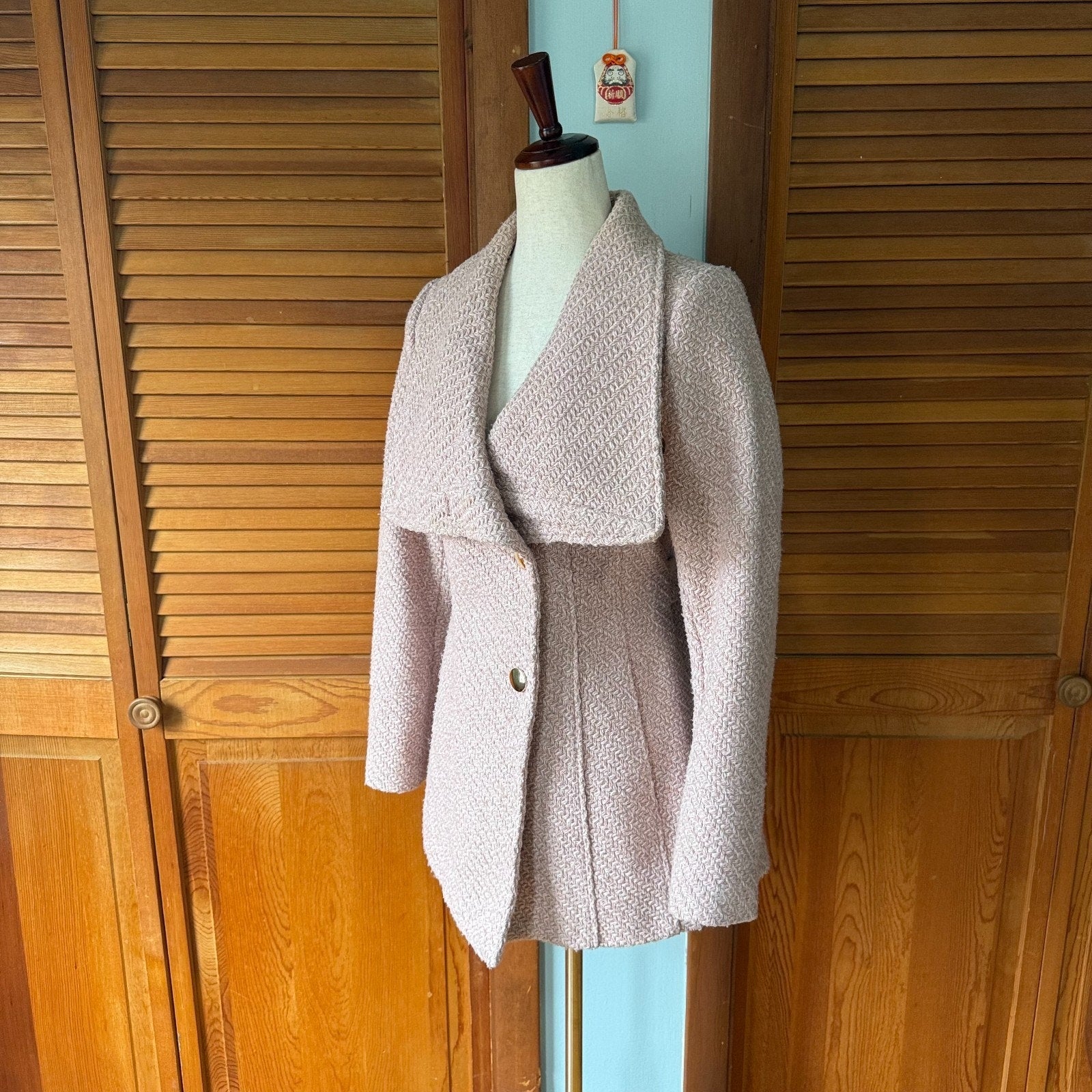 Dollcore Dolly Gyaru Himekaji Pink Oversized Collar Pea Coat Jacket S