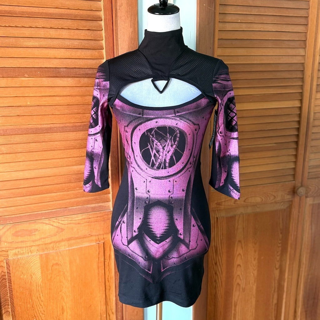 Vintage Lip Service Hyper Intelligence Cyber Goth Industrial Purple Dress