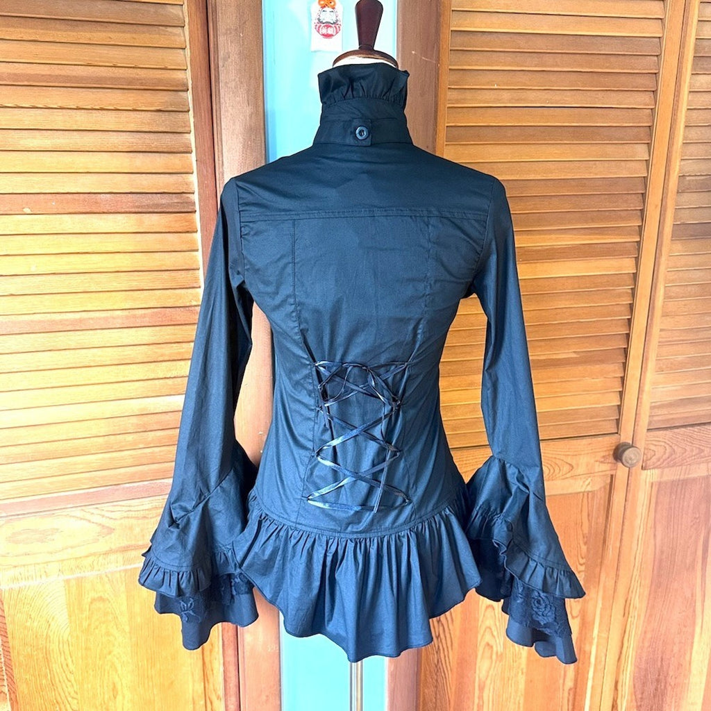 ACDC Rag Gothic Lolita EGL Victorian Aristocrat Ouji Black Jabot Shirt S