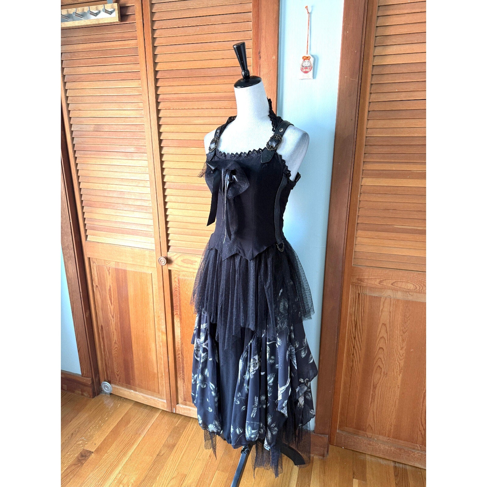 Vintage Lip Service Gothic Victorian Dark Fairycore Woodland Dress XS
