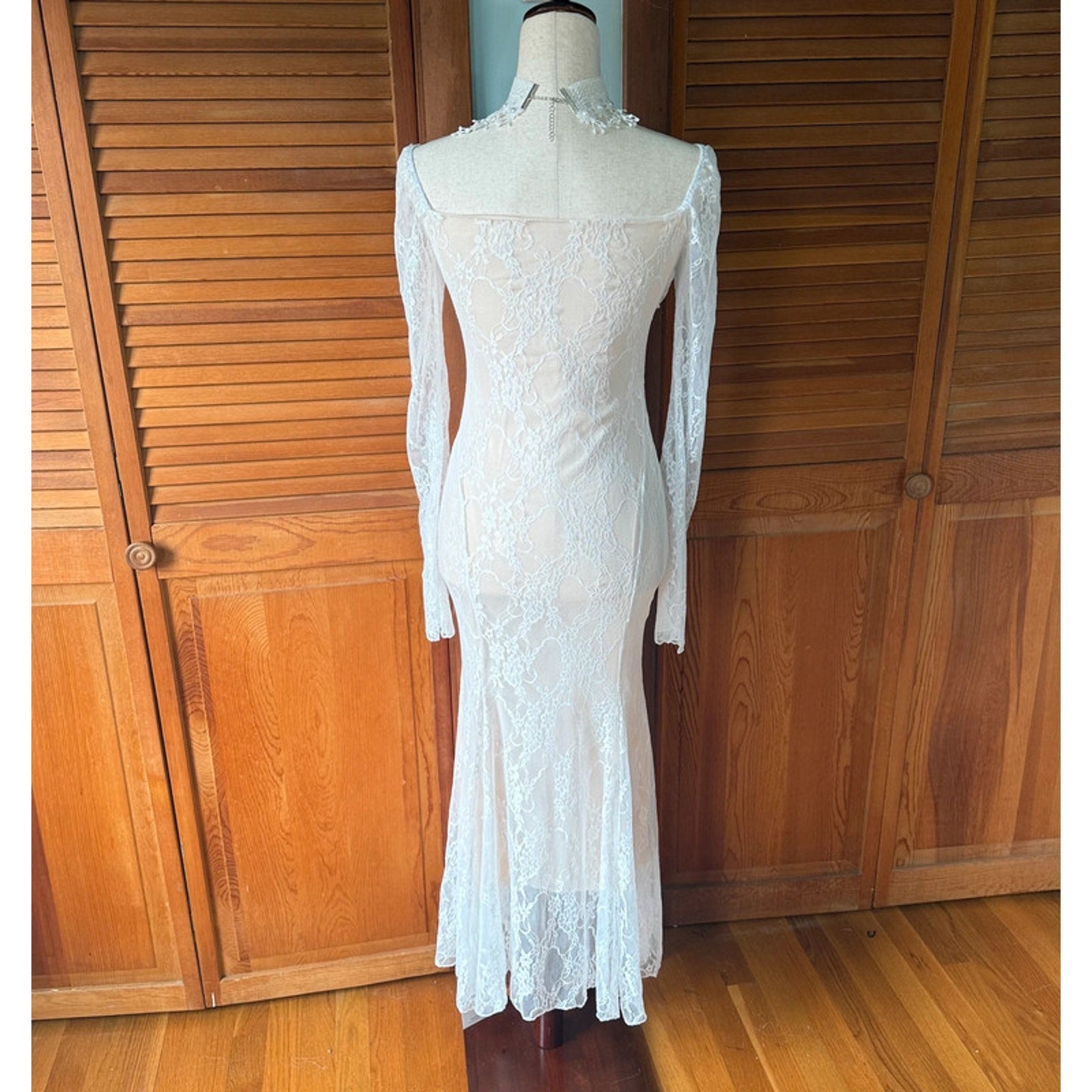Whimsigoth Victorian Steampunk Lost Age of Innocence White Lace Rose Dress L
