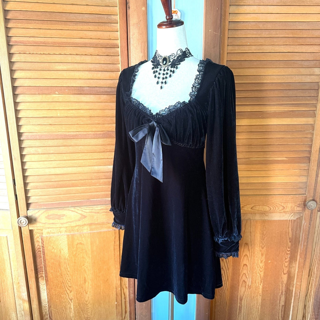 Killstar Gothic Victorian Witchcore EGL Dark Dollcore Black Velvet Dress S