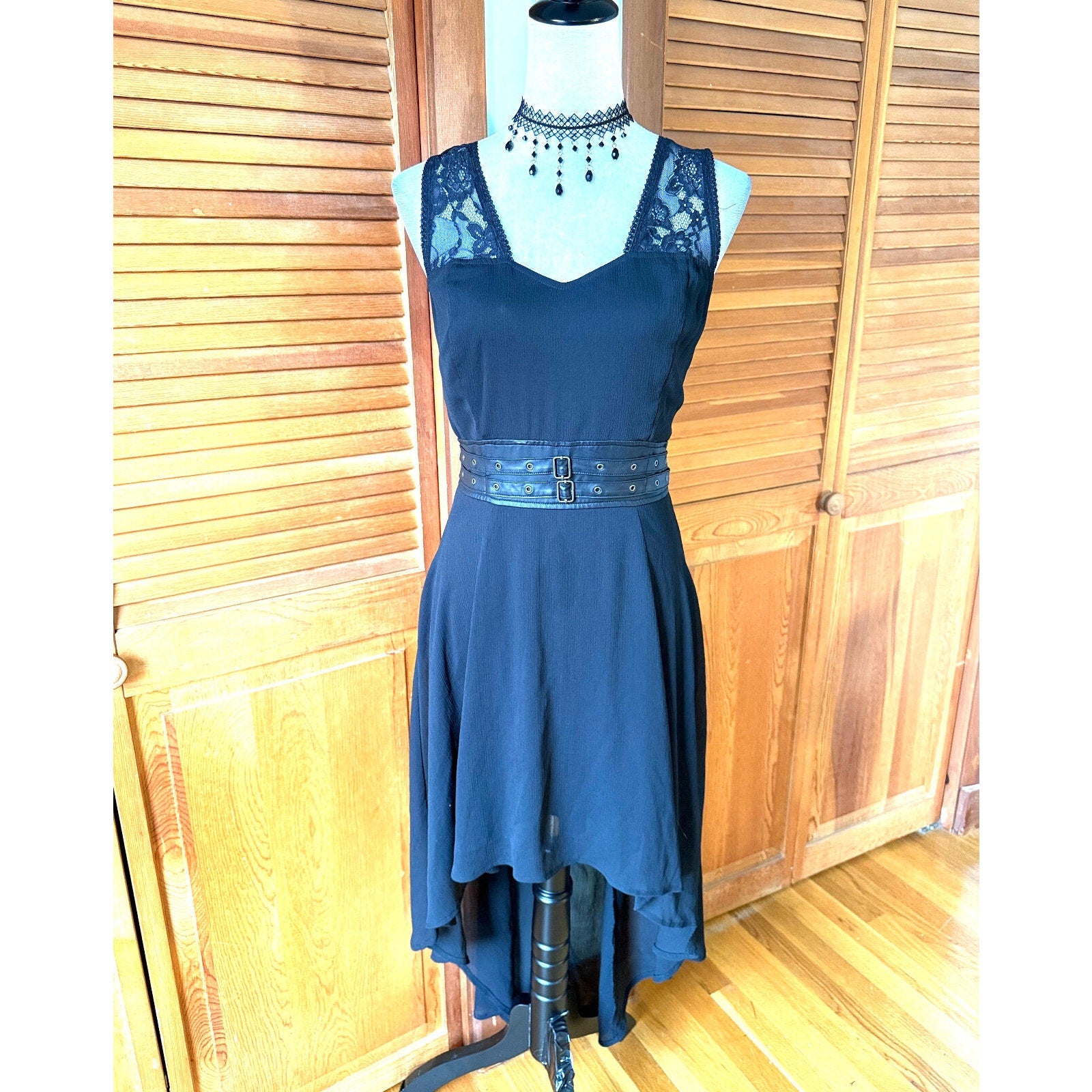 Royal Bones Gothic Victorian Dark Athena Rising Black High-Low Dress M-L