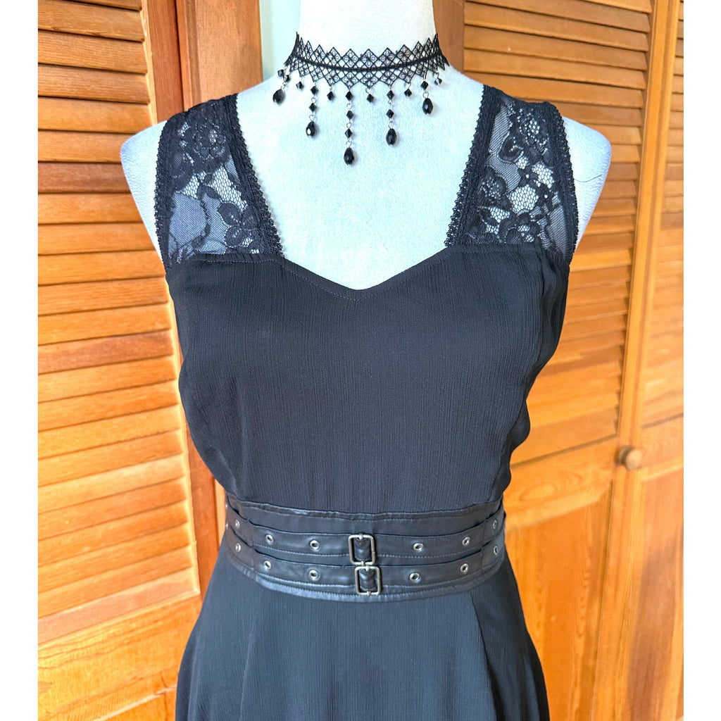 Royal Bones Gothic Victorian Dark Athena Rising Black High-Low Dress M-L