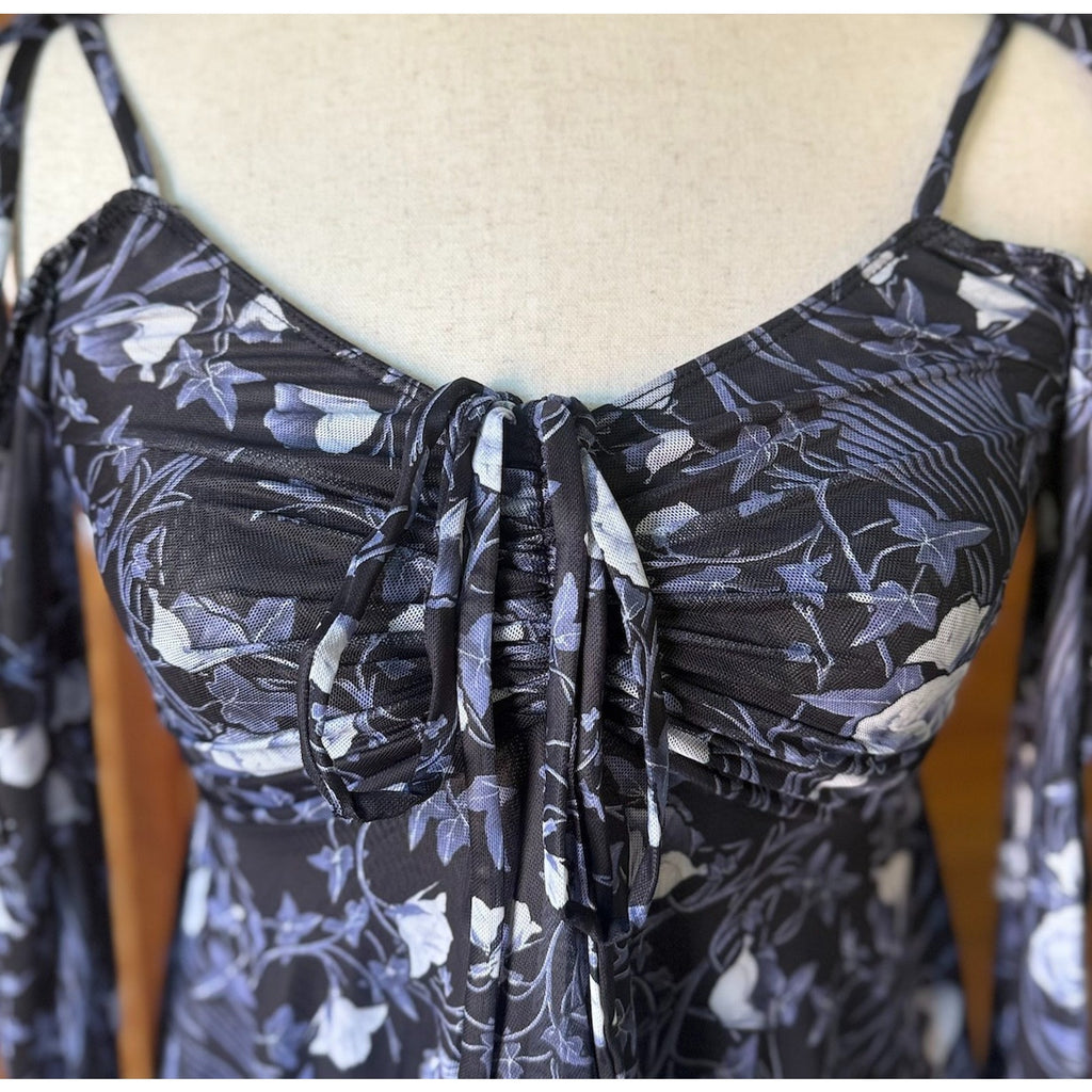 Dolls Kill Fairycore Garden Goth Coquette Funeral Rose Tunic Dress S