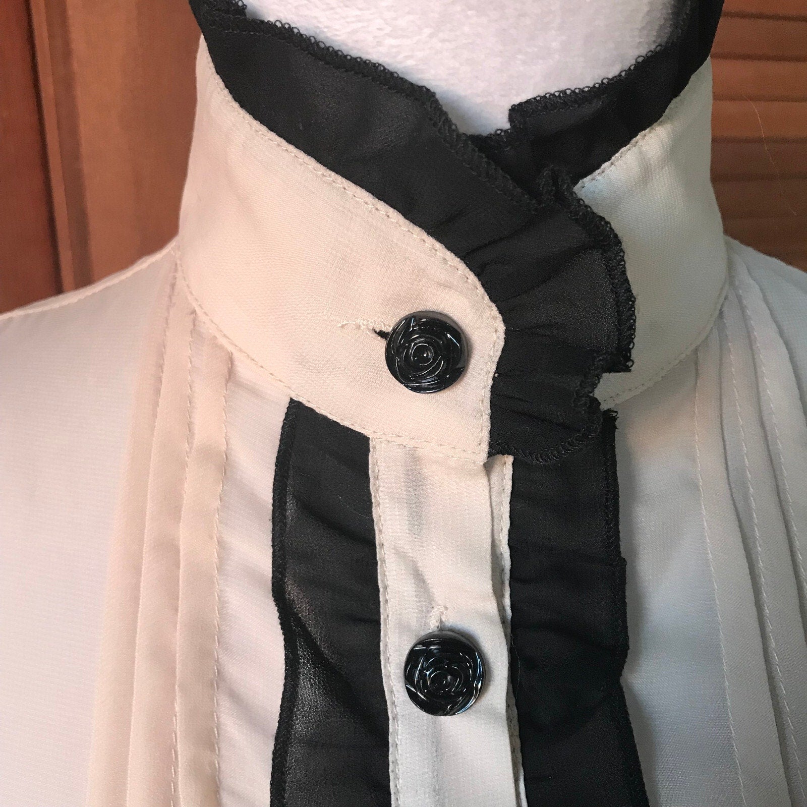 Voodoo Vixen Gothic Steampunk Victorian Aristocrat Sheer Ivory Chiffon Blouse S