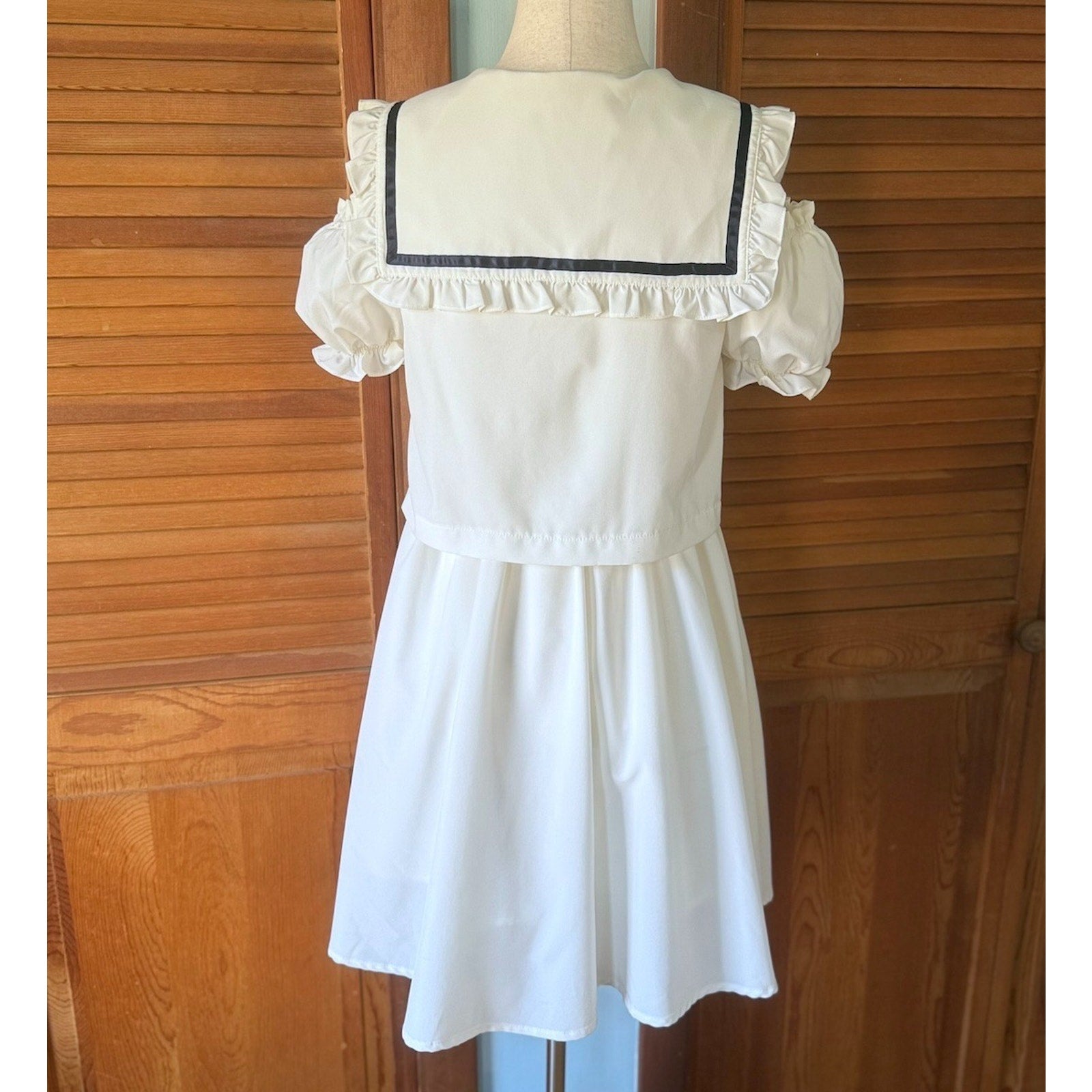 Ank Rouge J-fashion Jirai Kei Gyaru Dollcore White Sailor Collar Dress w/ Bow M