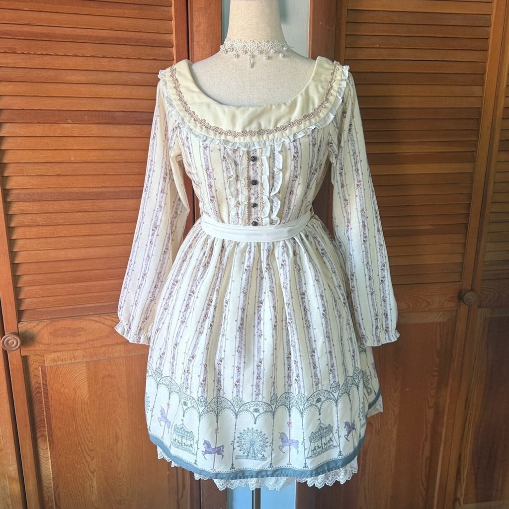 Axes Femme J-fashion Kawaii Victorian Dolly Himekaji Ivory Carousel Dress M
