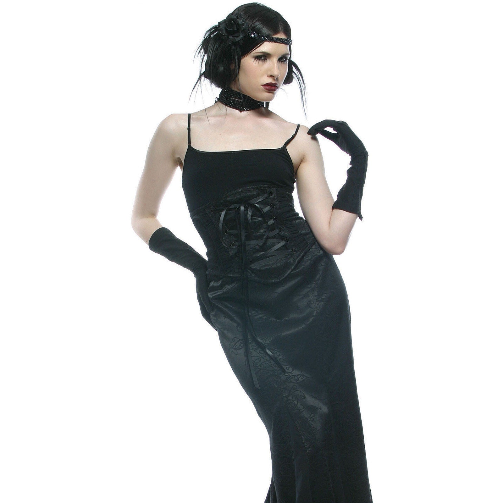 Vintage Lip Service Exit to Eden Gothic Victorian High Waist Black Skirt XS