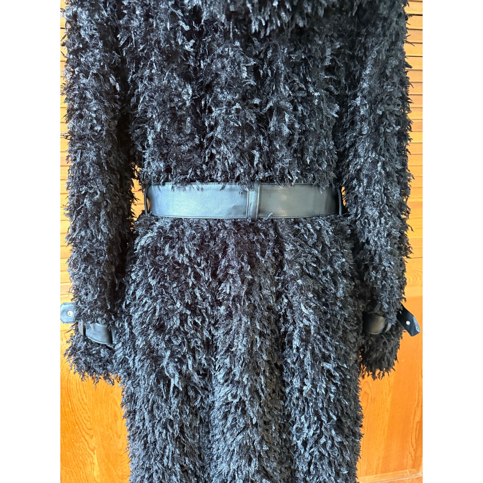 Killstar Goth Punk Black Faux Fur & Buckles Oversized Hooded Coat Jacket S-M
