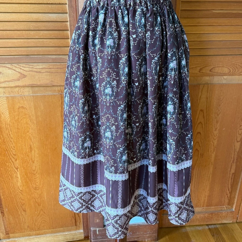 J-Fashion Axes Femme Gyaru Himekaji Brown Rose Ruffle Summer Dress M