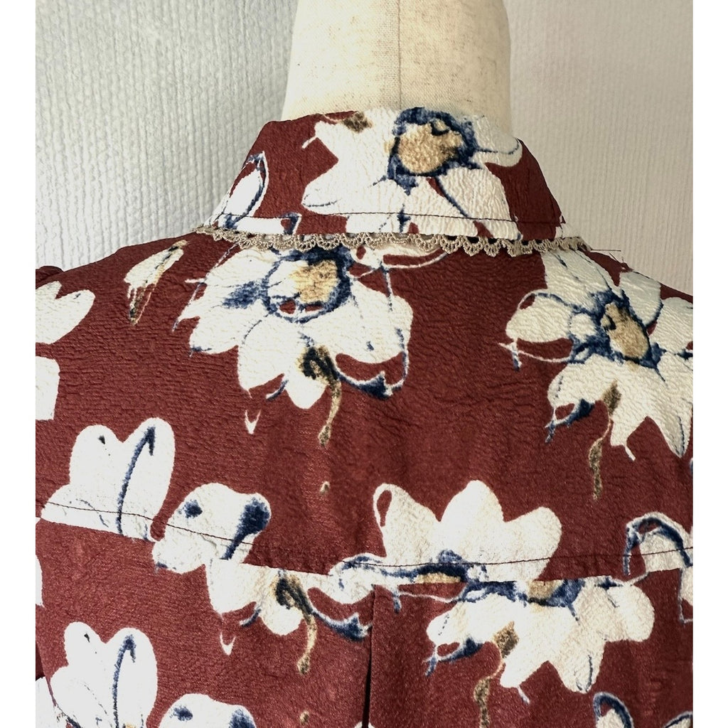 Axes Femme Lolita J-Fashion Jirai Gyaru Dollcore Burgundy Floral Dress M