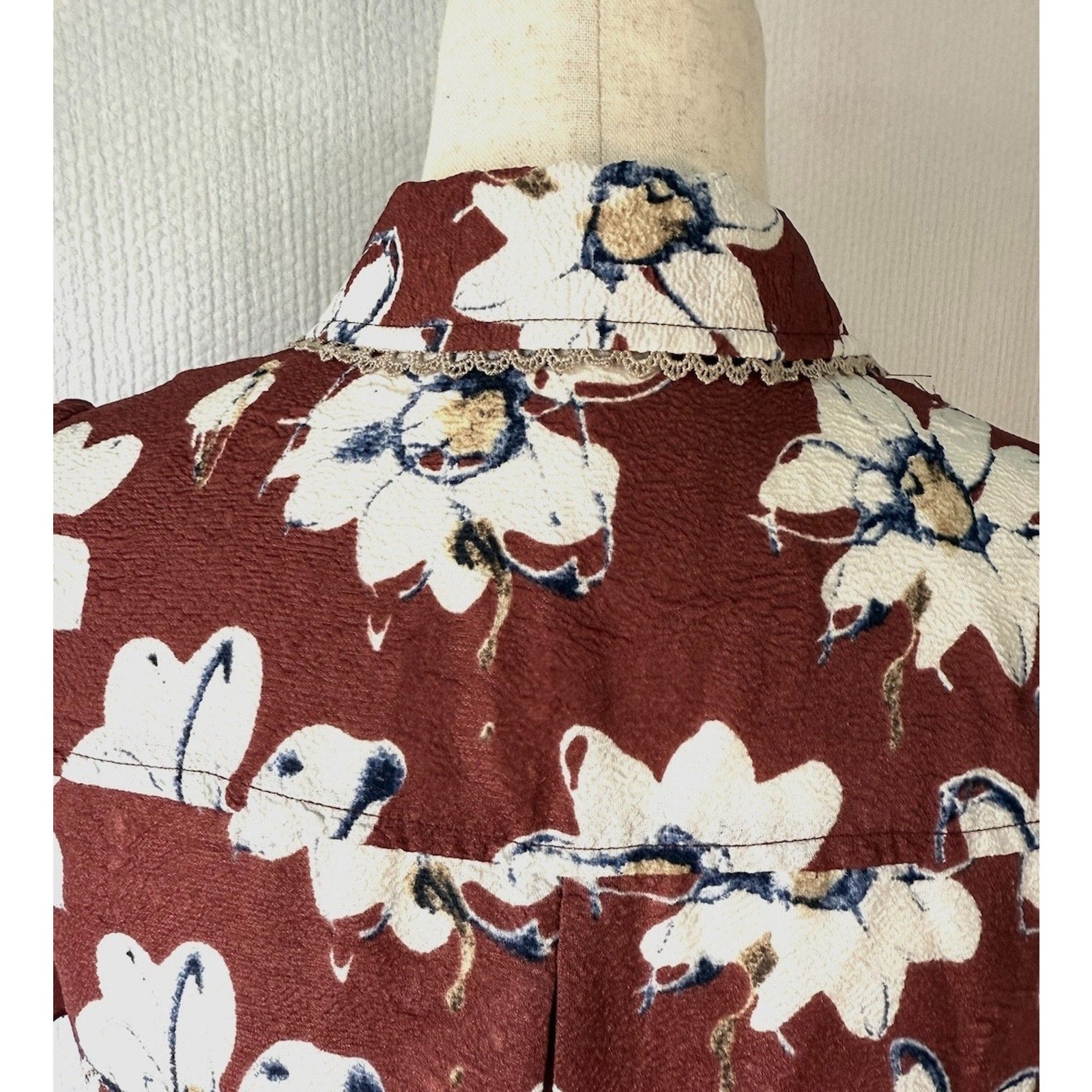 Axes Femme Lolita J-Fashion Jirai Gyaru Dollcore Burgundy Floral Dress M