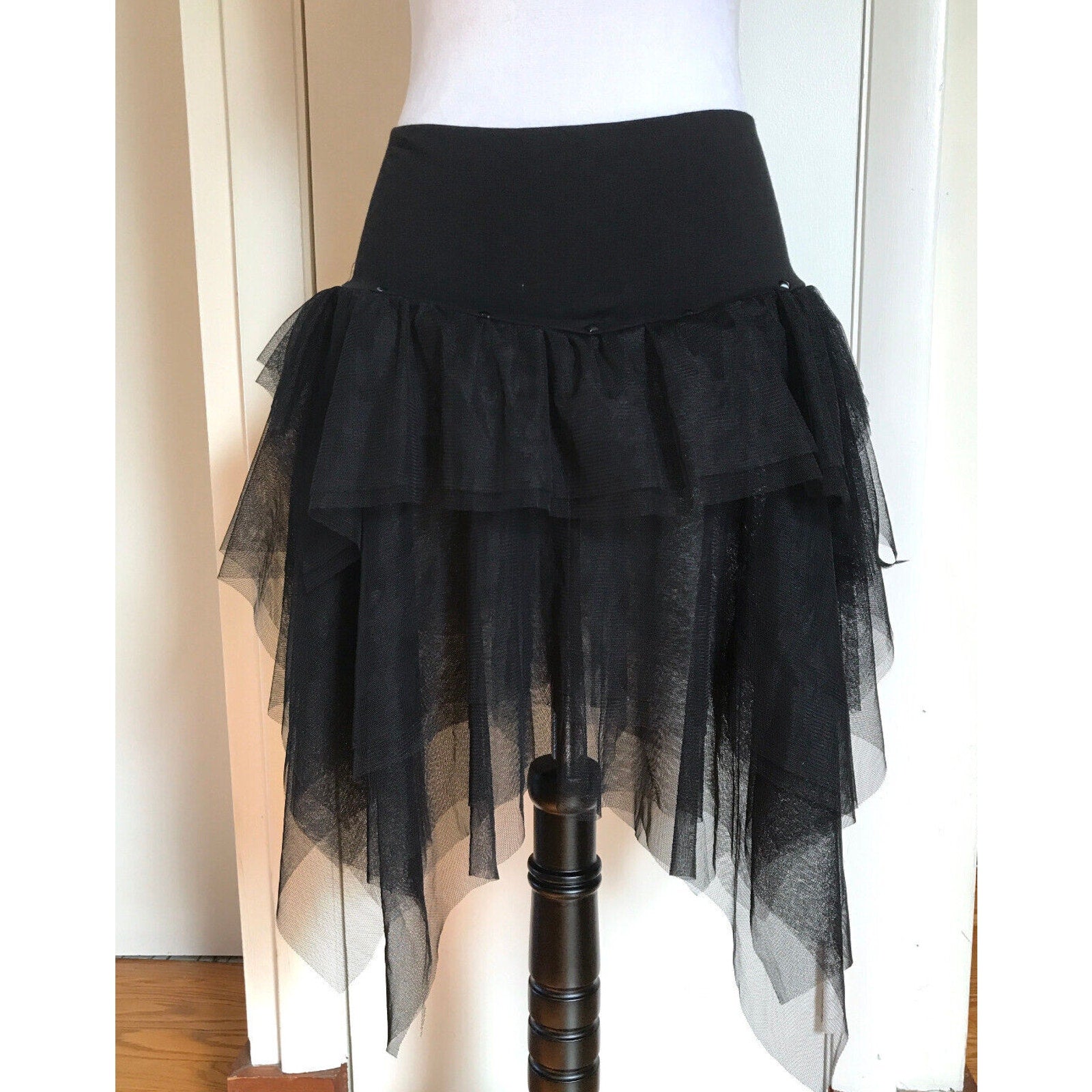Vintage Lip Service Black n Blue Ballerina Plie Party Gothic Lolita Punk Black Skirt L