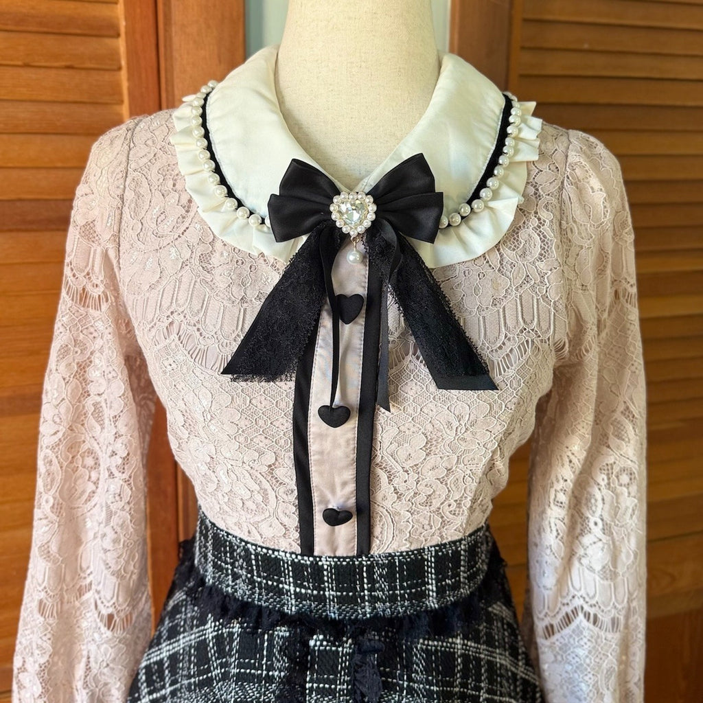 Liz Lisa J-Fashion Jirai Kei Ryosan Dysty Pink Lace & Black Tweed Dress S