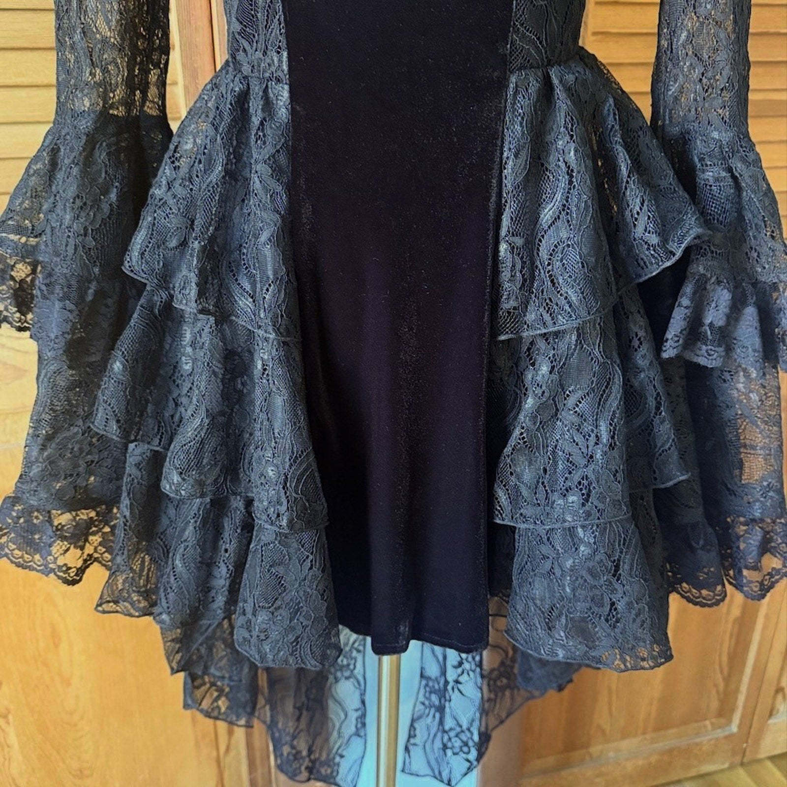 Dark In Love Gothic Victorian Dark Temptations Velvet Lace Bell Sleeve Dress
