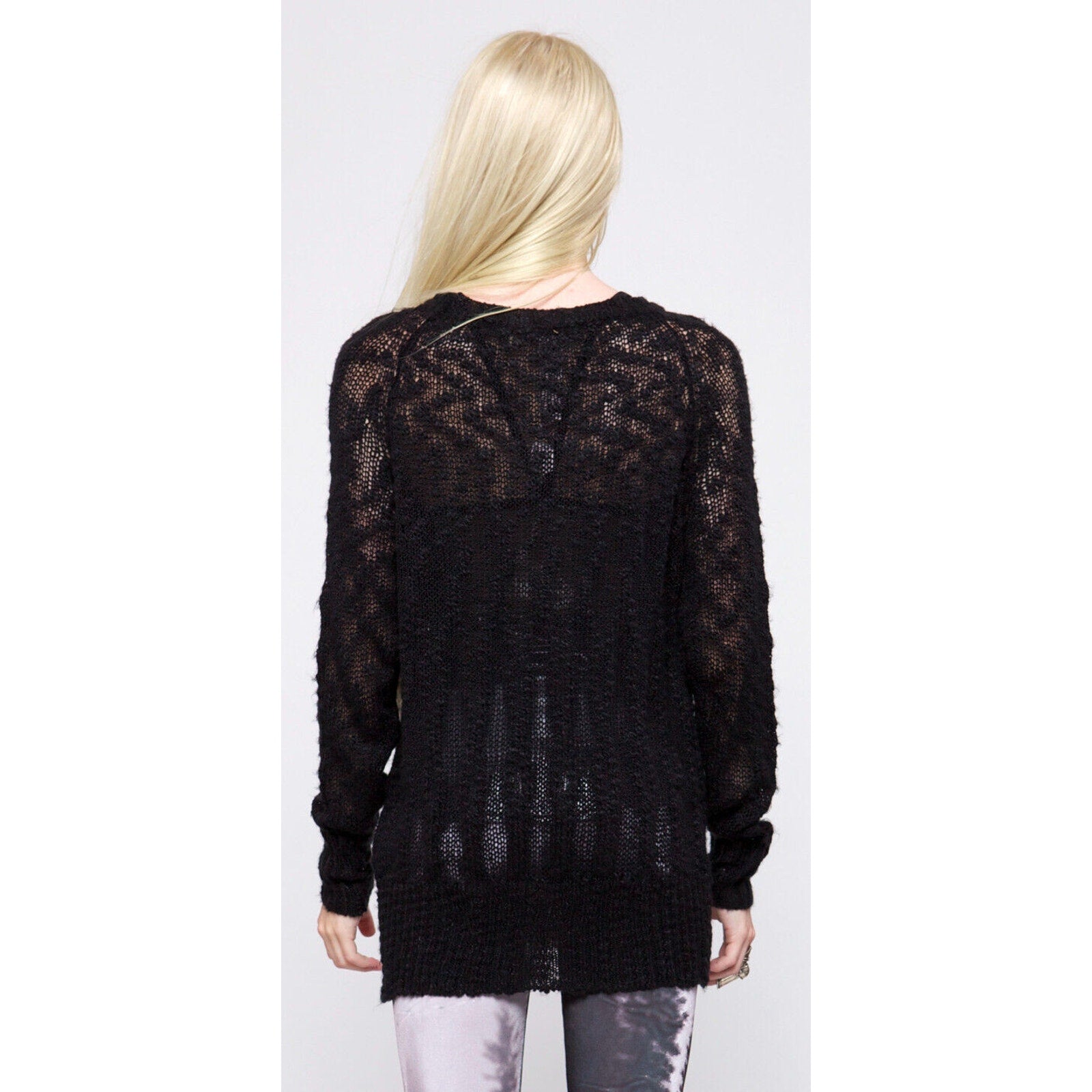 Lip Service Widow Goth Punk Industrial Black Zip Up Front Cardigan Sweater 2XL