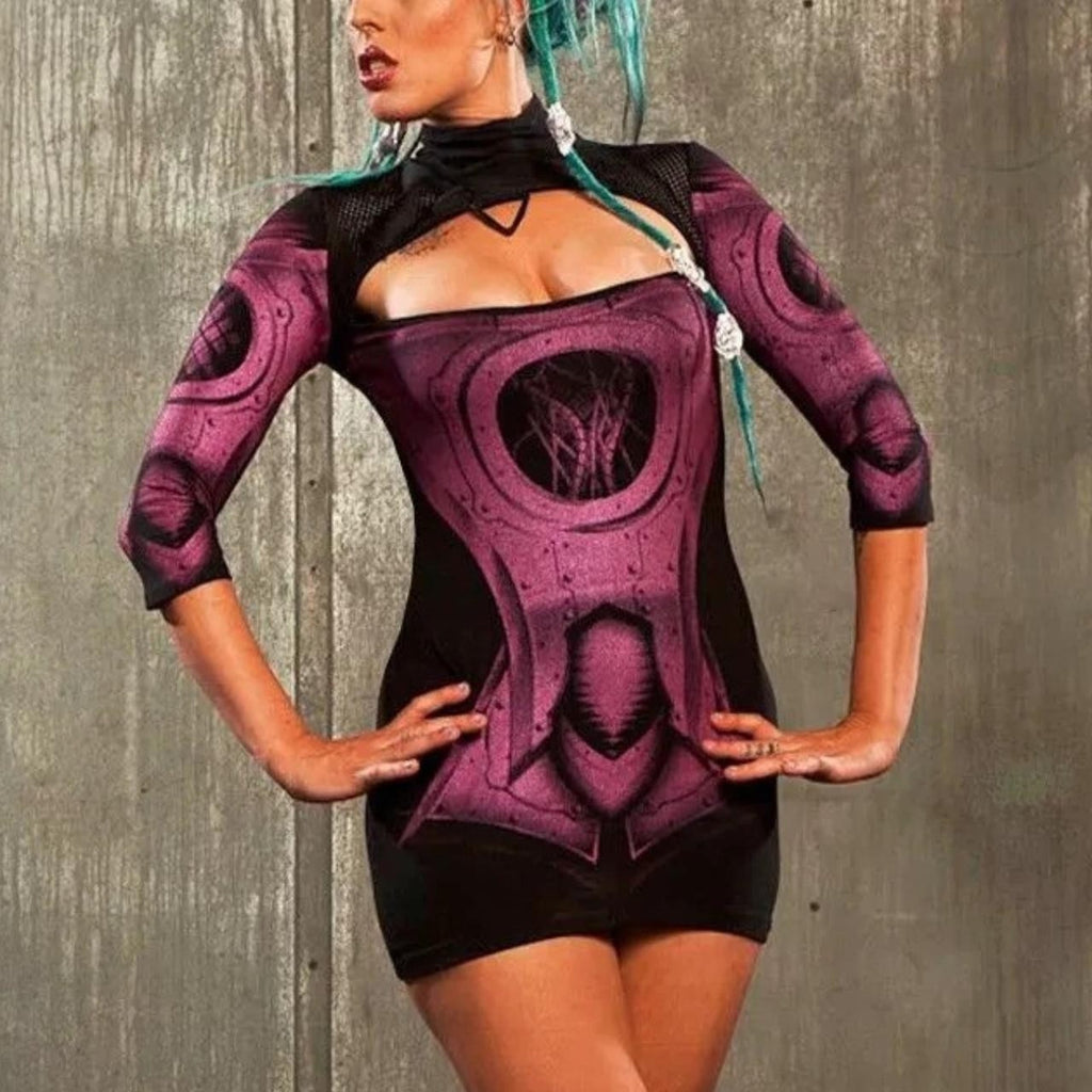 Vintage Lip Service Hyper Intelligence Cyber Goth Industrial Purple Dress