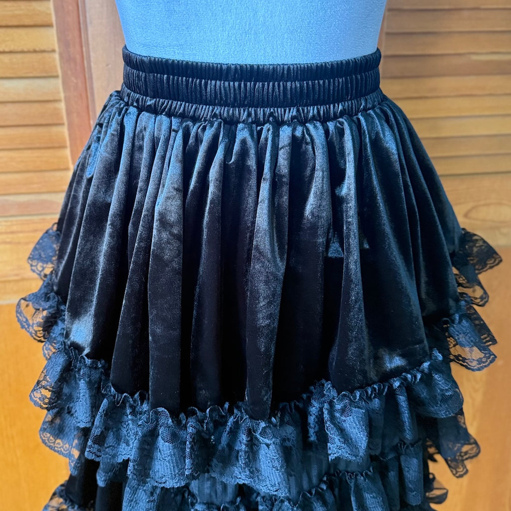 Dark in Love Blissful Billows Black Velveteen & Lace Gothic Overskirt