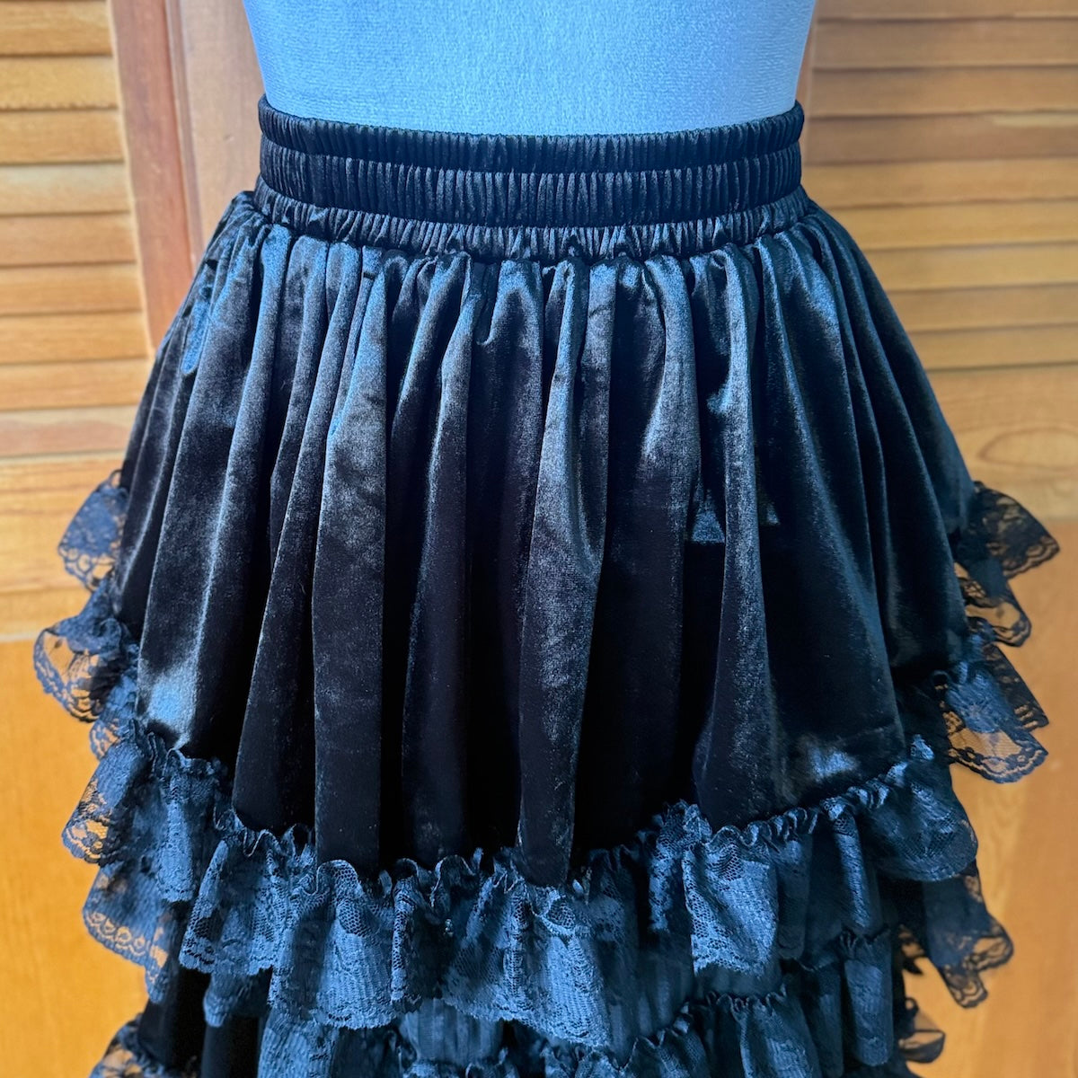 Dark in Love Blissful Billows Black Velveteen & Lace Gothic Overskirt