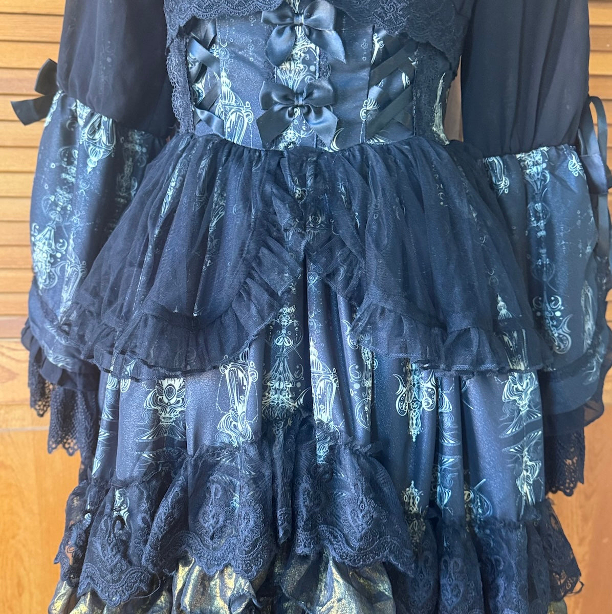 Gothic Lolita Victorian Princess Hime Sama Black & White Dress Gown M