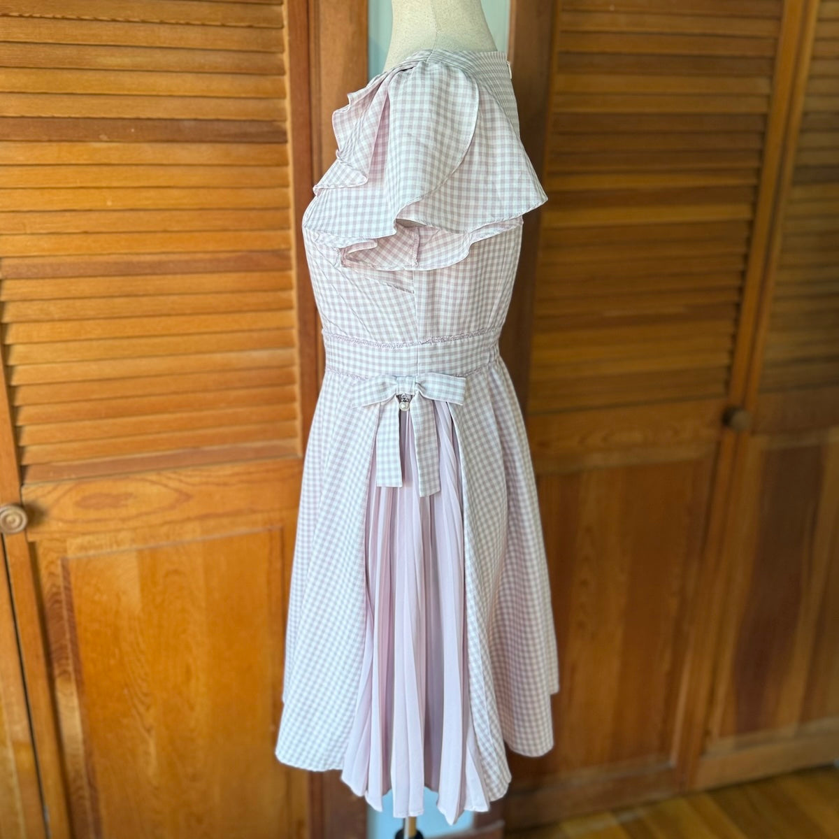 J-fashion Lodispotto Jirai Kei Gyaru Pink Gingham Bows & Pearls Dress S